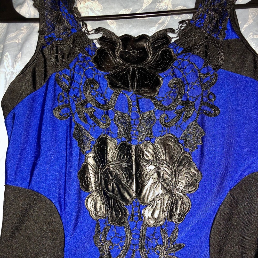 Zeagoo Blue & Black Strapless Dress